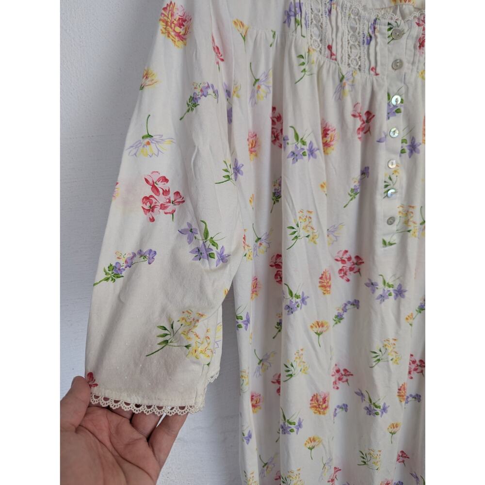 Lanz of Salzburg Floral Nightgown Feminine Romantic Cottage Lace Long Midi 2X - Picture 3 of 8